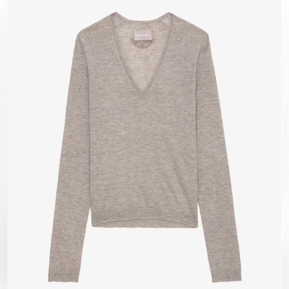 $328 Zadig & Voltaire Rivy Cashmere Sweater in Latte NWT with FLAW - Picture 5 of 11